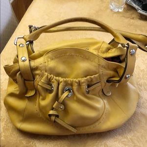 B. Makowsky Hobo Shoulder Bag Yellow Leather